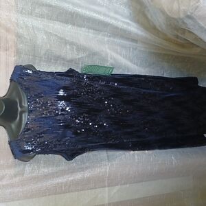 - Jackie Jon velvet & sequin cocktail dress size 16 dark navy, fully lined